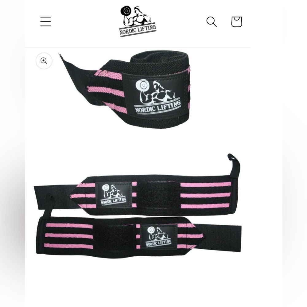NWT Nordic Lifting Black & Pink Wrist Wraps | 14"